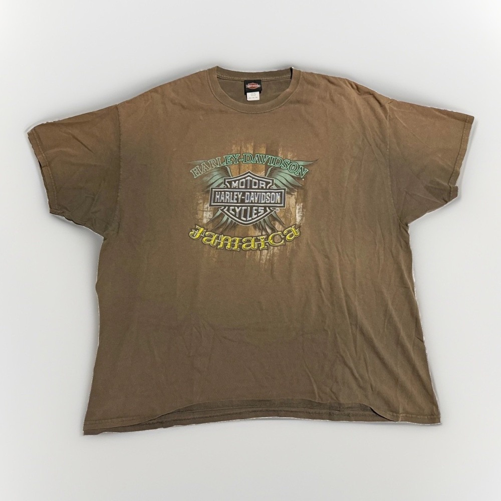 Harley Davidson Jamaica T-Shirt Mens 3XL Brown Skull Wings Faded